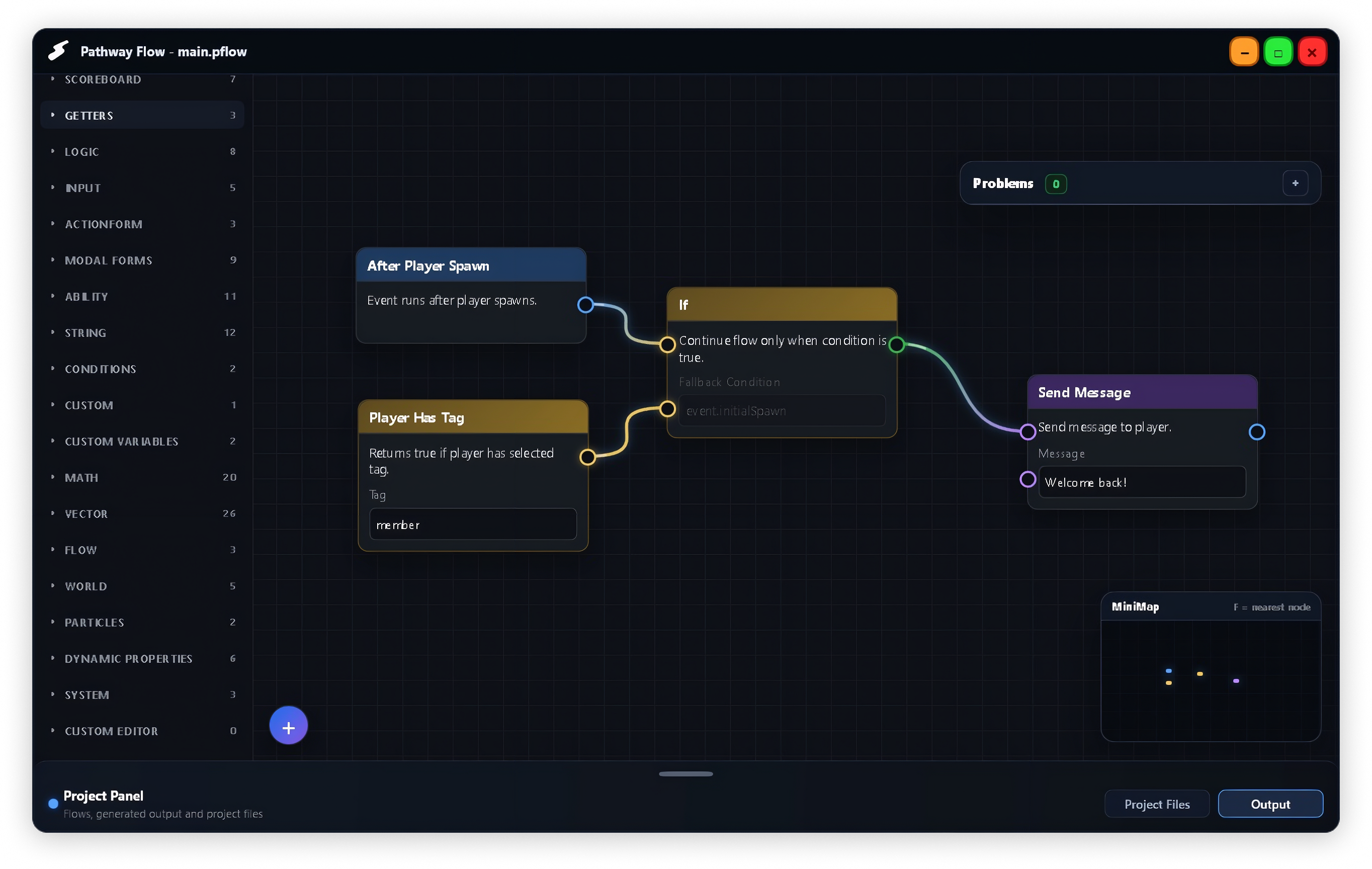 Screenshot of the Pathway Flow editor interface.
